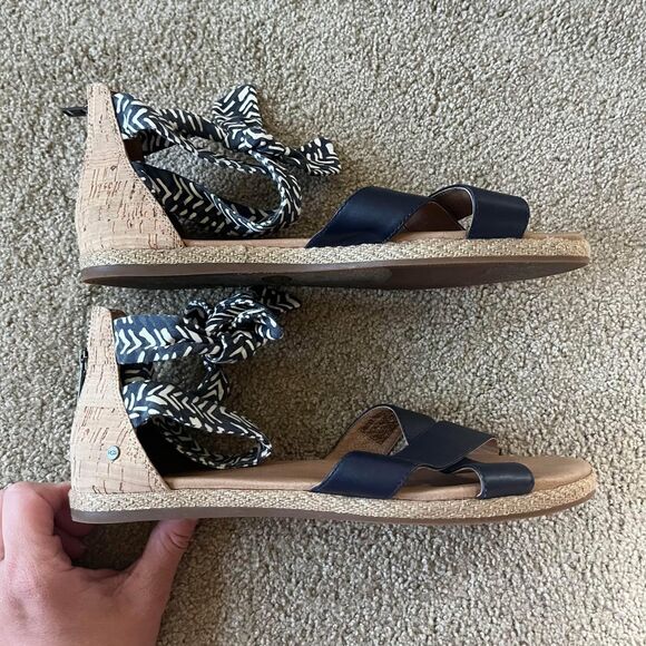 UGG Indina Cork Tie Ankle Sandals Size 9.5 - Picture 2 of 10